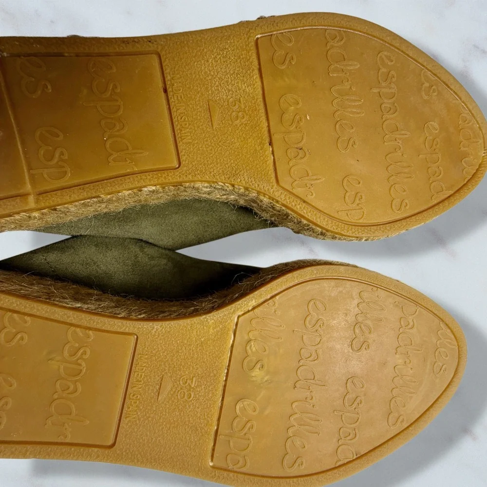 Eric Michael Serena Olive Green Suede Platform Espadrille Zipper Shoes 38